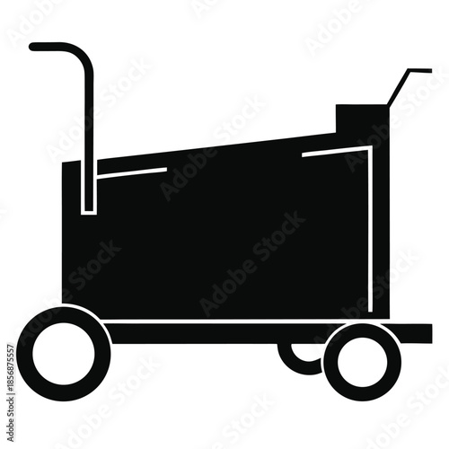 Black silhouette old wheeled cargo trolley cart luggage