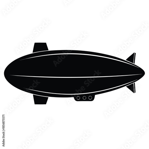 Black silhouette zeppelin airship white