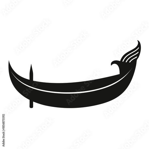 Black vintage gondola boat silhouette with clean curves