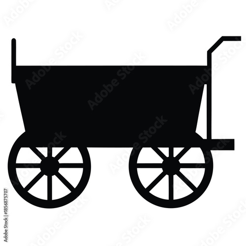Old wooden wagon cart silhouette no animals black white