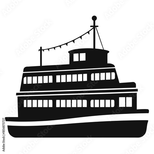 Vintage cable ferry silhouette clean sharp edges boat