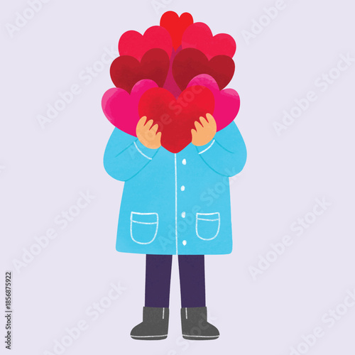 Person Holding a Bouquet of Hearts