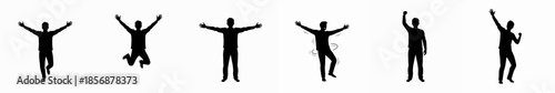 Silhouette Celebration of Joyful Stick Figure Character Actions and Emotion Expression Illustrations