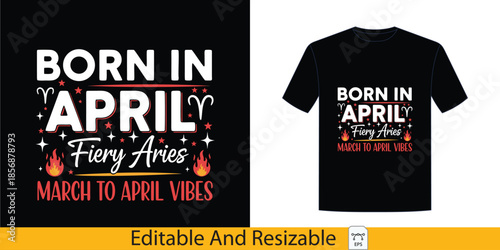 Celebrate the vibrant spirit of April born individuals with this fiery Aries zodiac design, perfect for personalized birthday gifts and expressive apparel