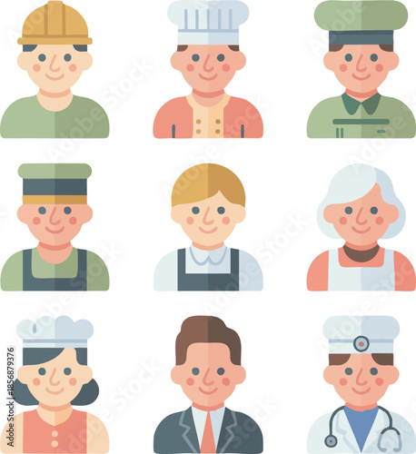 Team of Employees, Staff, and Various Occupations