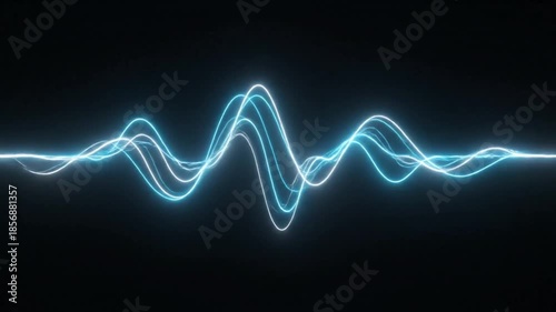 Electric Waves: Dynamic and luminous electric waves flow against a black backdrop, creating a captivating visual representation of sound waves, energy, and digital data.