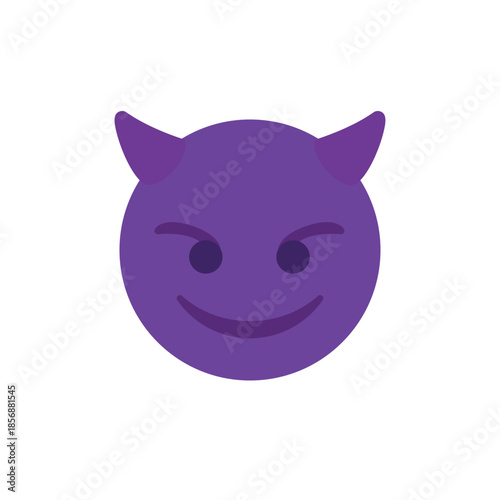 devil evil purple face horned smiling with horns mischief naughty  halloween emoji symbol sign icon vector illustration isolated flat