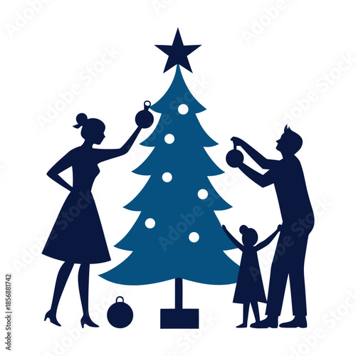 christmas tree and snowman