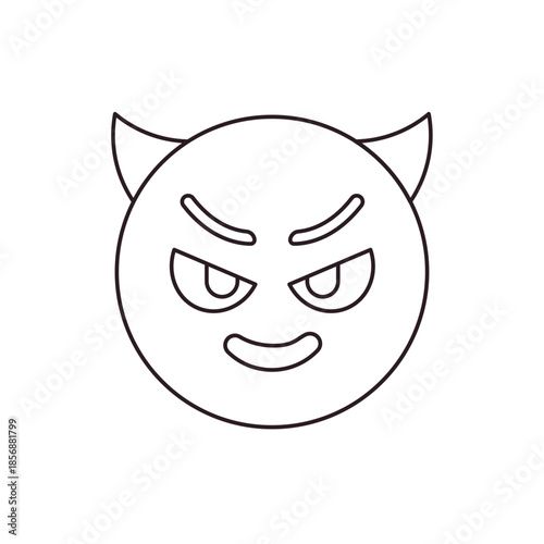 devil evil purple face horned smiling with horns mischief naughty  halloween emoji symbol sign icon vector illustration isolated flat