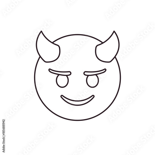 devil evil purple face horned smiling with horns mischief naughty  halloween emoji symbol sign icon vector illustration isolated flat