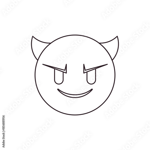 devil evil purple face horned smiling with horns mischief naughty  halloween emoji symbol sign icon vector illustration isolated flat