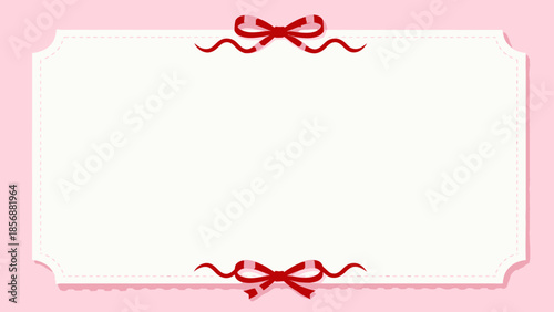 Pink striped card with red bows