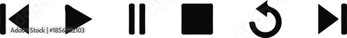 music player black icons logo vector music set buttons sign symbol 