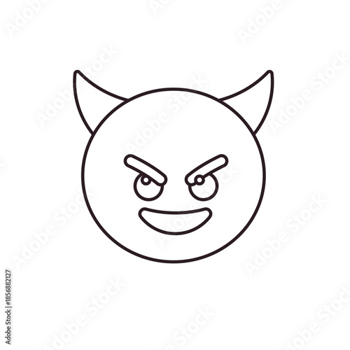 devil evil purple face horned smiling with horns mischief naughty  halloween emoji symbol sign icon vector illustration isolated flat