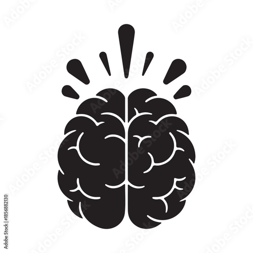 Abstract Brain Silhouette with Radiating Lines