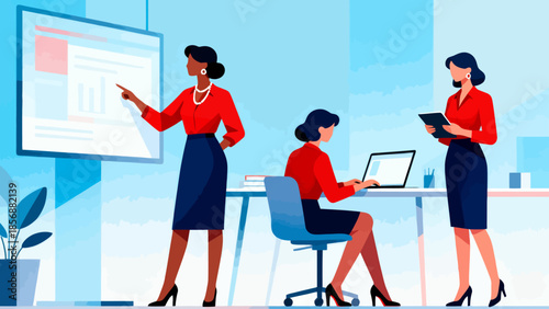 Businesswomen in office presentation