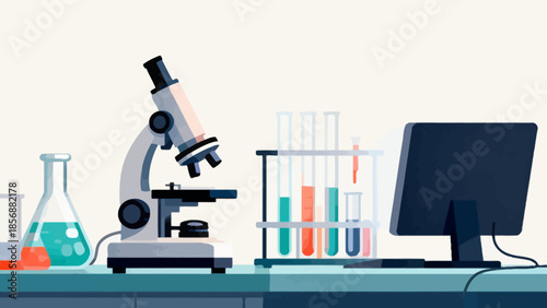 Laboratory equipment on workbench