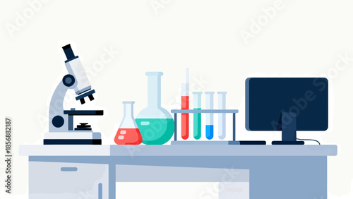 Laboratory equipment on a desk