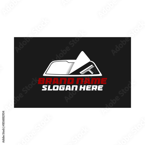 Car window film and automotive glass cleaner logo design template