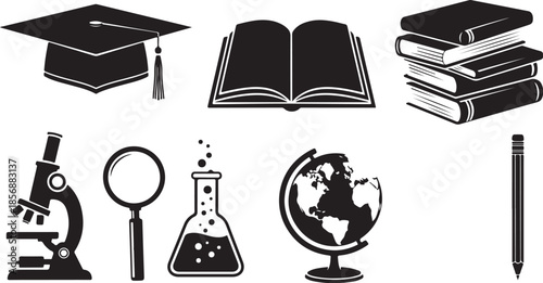 Education icons for learning and academic success