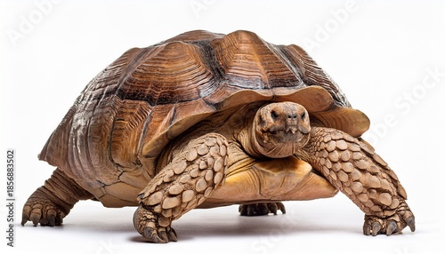 a large tortoise is standing on a white background