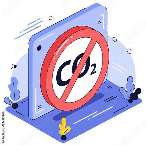 No co2 concept illustration: environmental awareness and climate change action