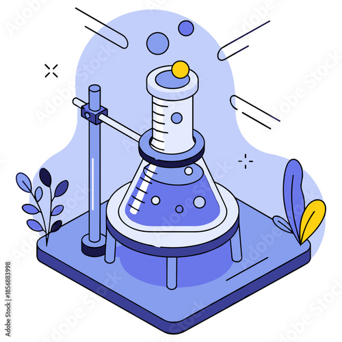 Isometric laboratory setup with equipment for scientific experiments