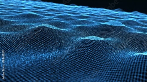 Abstract Digital Wave: An artistic representation of digital waves flowing gracefully, a captivating display of technology and data visualization.