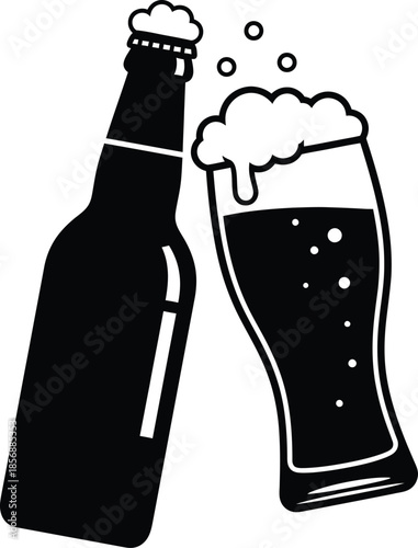 Beer Mugs Toast Silhouette Vector Design for Celebration and Drink Decoration