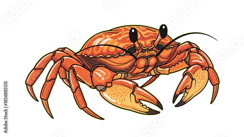 Cartoon Crab Vector Illustration: Playful Orange Seafood Icon Isolated on Transparent Background. Nautical Graphic for Summer Projects, Kids Designs, Marine Life Themes.