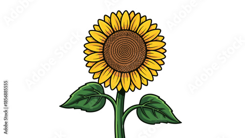 Joyful Sunflower Illustration: Summer Floral Vector Design Element, Sunshine Blossom, Isolated on transparent background, cheerful wildflower for greeting cards & invitations