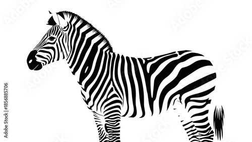 Elegant Zebra Illustration - Black and White Stripes, Wild Animal Mascot, African Safari Theme, Creative Design, Isolated on transparent background, Vector Graphic