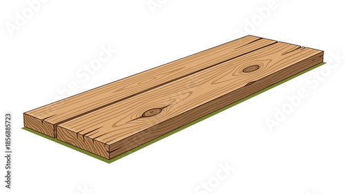 Rustic Plank Wood Texture, Two Wooden Boards Cartoon Style for Construction Projects, Natural Grain and Wood Knot Pattern, Isolated on transparent background.