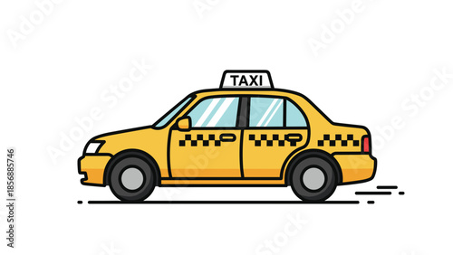 Cartoon Yellow Taxi Cab Vector Illustration: Fast City Transportation and Urban Commute, Isolated on transparent background for Graphic Design Elements