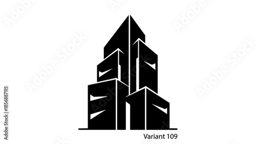 Black and White Modern Building Illustration.