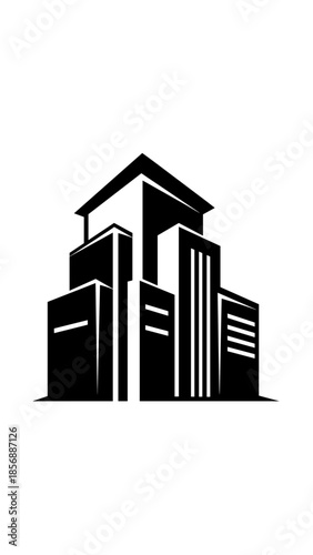 Black and White Modern Building Illustration 2.