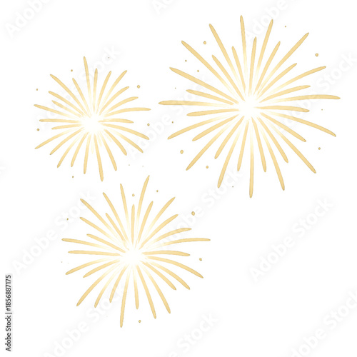 Modern fireworks on white background, copy space, festive celebration vector, Exploding Golden festival fireworks bursting modern minimalist simple celebration background
