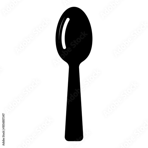 Black Plastic Spoon Isolated on White.