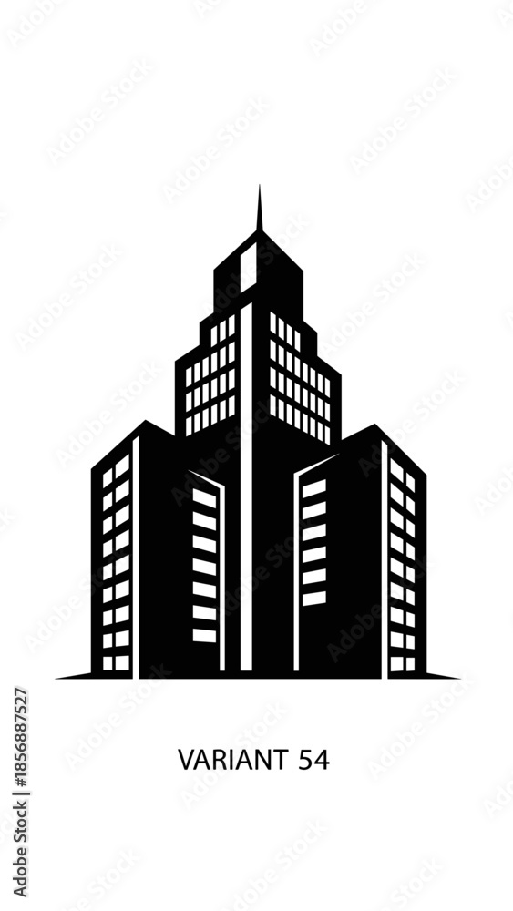 Fototapeta premium Black Silhouette of Modern City Skyscraper Buildings.