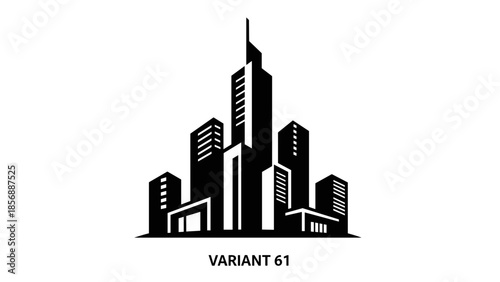 Black Silhouette of Modern City Skyline Vector.