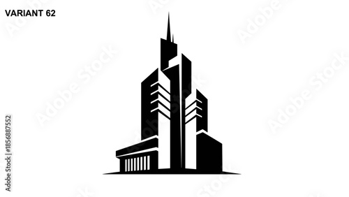 Black Silhouette of Modern Skyscraper Building 3.
