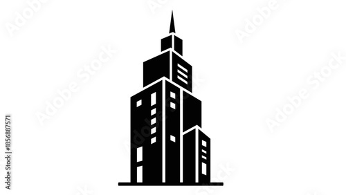 Black Silhouette of Modern Skyscraper Building 2.