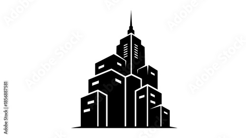 Black Skyscraper Cityscape Vector Illustration.