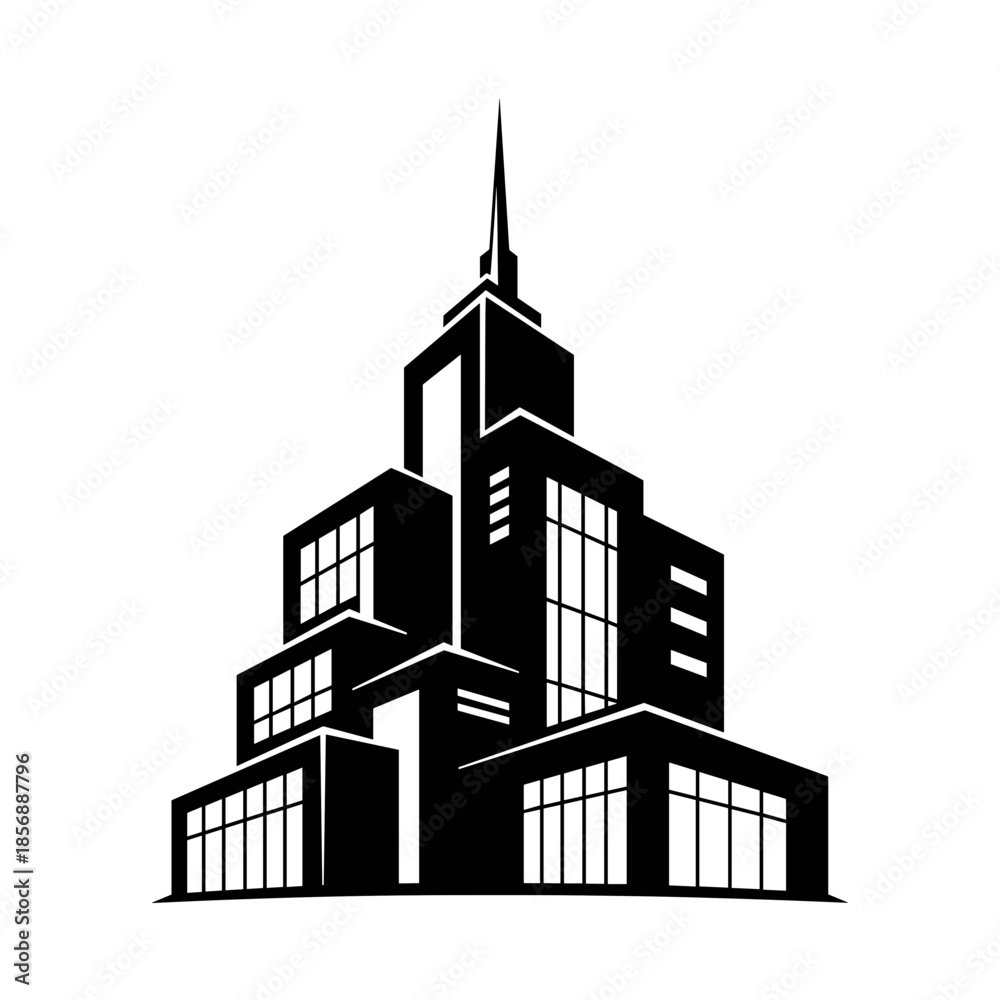 Fototapeta premium Modern Church Building with Tall Steeple Illustration.