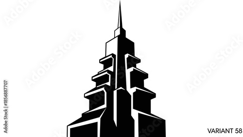Geometric Tower Silhouette with Sharp Pointed Top.