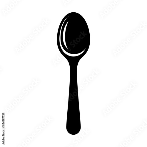 Isolated black spoon on white background.