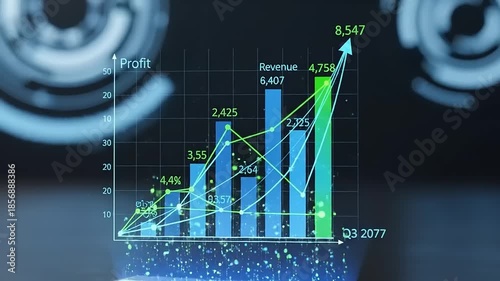 Financial Growth Chart Analysis Showing Revenue and Profit Increase Over Time.