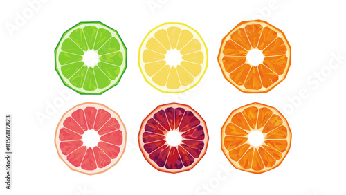 Colorful citrus slices in geometric style