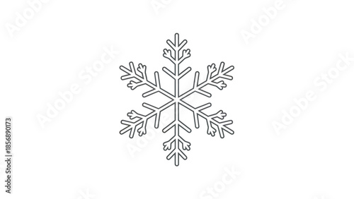 Elegant snowflake icon with intricate details representing winter and cold weather