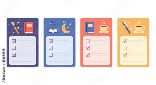 Cute daily routine checklist templates with icons for morning and night activities